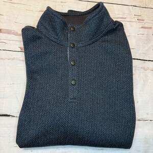 🦌 XPLR Men’s Herringbone Quarter-Snap Fleece Pullover — Size L — Blue